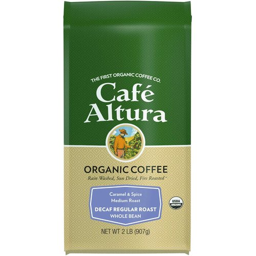 Cafe Altura Whole Bean Organic Coffee, Regular Roast Decaf, 2 Pound