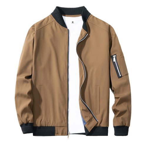 URBANFIND Men's Slim Fit Lightweight Sportswear Jacket Casual Bomber Jacket US L Coffee