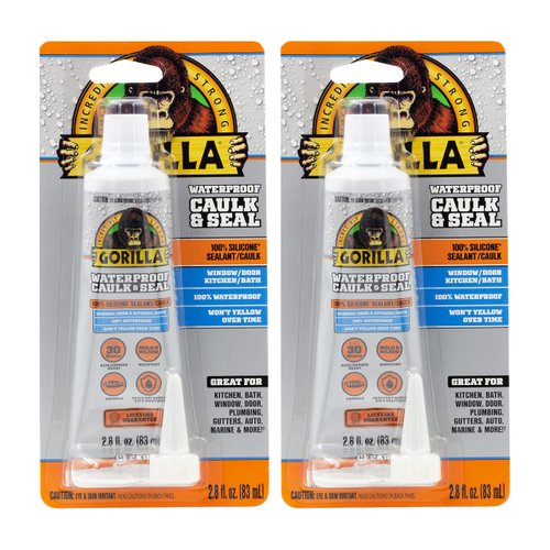 Gorilla 106464 2.8 ounce Squeeze Tube 100% Silicone Sealant, 2.8 oz, Clear, (Pack of 2), No Color, 2 Count