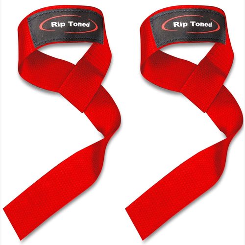 Rip Toned Wrist Straps for Weightlifting - 23" Weight Lifting Straps for Men, Women (Padded) - Cotton Gym Wrist Wraps for Deadlift, Strength Training, Powerlifting, Bodybuilding - Hand Wraps Red