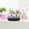 Zopeal Cat Basket Storage Woven Basket Organizer with Ears Decorative Pet Toy Cute Basket Cotton Rope Basket for Gift Cat Dog Toy Bin Nursery Room Kid (White, Light Gray and Gray,8.3 x 4.7 Inch)