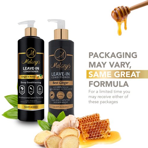 Melany's Hair Growth Leave-In Conditioner, Ginger & Honey, Anti-Thinning and Regrowth Support, Daily Hydrating, Strengthening, Volumizing Fuller Hair Natural Herb Treatment