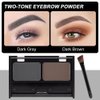 Eyebrow Powder Kit,Eye Brow Powder for Women Long-Lasting Waterproof Two Colors Brow Filler Get Full Defined Natural Brows,Eye Brow Contour Palette with Double-ended Eyebrow Brush-Dark Brown+Dark Gray