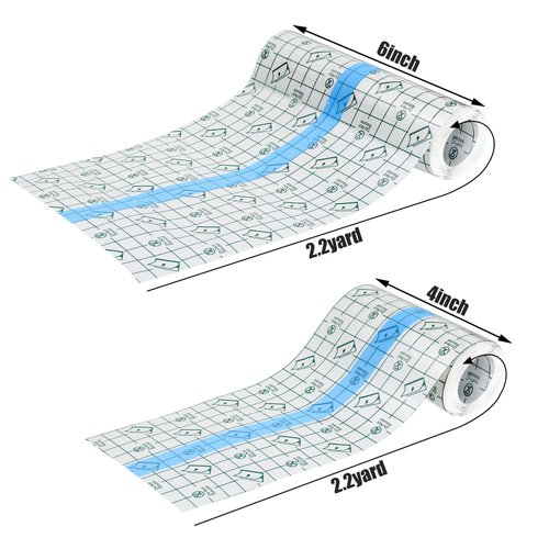 6 Rolls Transparent Stretch Adhesive Bandages Waterproof Tape Clear Protective Bandage Dressing Tape Transparent Film Dressing Tape 2 Sizes (4 Inch x 2.2 Yard, 6 Inch x 2.2 Yard)