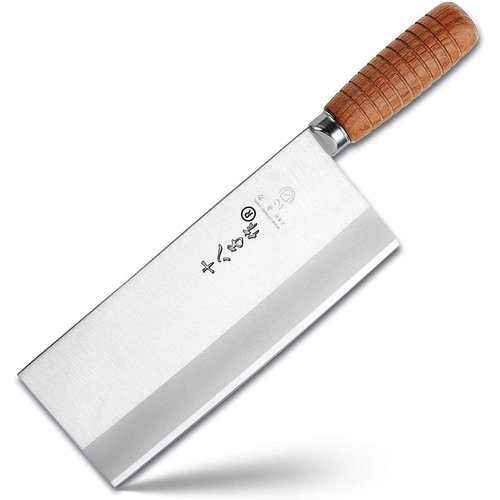 SHI BA ZI ZUO 8-inch Kitchen Knife Professional Chef Knife Stainless Steel Vegetable Knife Safe Non-stick Finish Blade with Anti-slip Wooden Handle