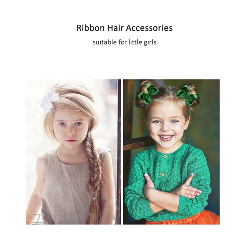 3 Inch White Hair Bow Clips for Girls - Set of 2