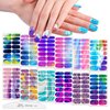 WOKOTO 12 Sheets Colorful Gradient Full Nail Polish Stickers False Nail Design Stickers Full Nail Wraps for Women Girls Macaron Colors Graffiti Nail Stickers for Nails Stick On Nail Polish Strips