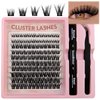 Fluffy Lash Clusters Kit 120pcs DIY Lash Extension Kit, Wispy Lash Clusters Kit Natural 8-16mm D Curl Eyelashes Extension Kit with Lash Bond and Seal and Lash Tweezers.(120P-T19-Kit)