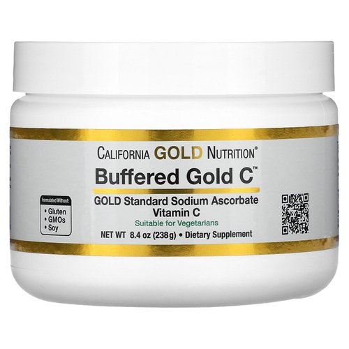 California Gold Nutrition Buffered Vitamin C Powder, Non-Acidic, Gold C, USP Grade Sodium Ascorbate, Suitable for Vegans and Vegetarians, 8.40 oz (238 g)