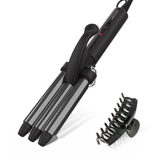 Wizchark Small Hair Crimper, 1/2 Inch Beach Waves Curling Iron, Mini Hair Waver for Short & Long Hair, 3 Barrel Curling Iron, Fast Heat Up Crimps Hair Iron, Light Weight & Dual Voltage