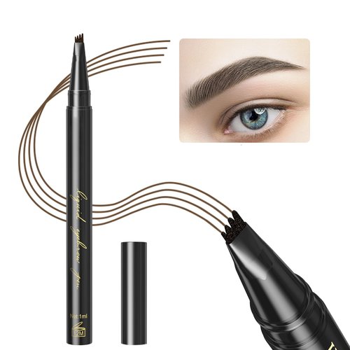 GL-Turelifes Eyebrow Pencil Microblading Pen, Liquid Eyebrow Pen Micro 4 Tip Eyebrow Pencil Brow Pen Long-Lasting Waterproof & Smudge-proof Natural Eyebrow Makeup (#02 Dark Brown)