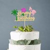 1Pcs Glitter Flamingo Happy Birthday Cake Topper Hawaiian Luau Tropical Pineapple Theme Kids Boys Girls Party Decoration Supplies