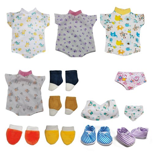 Xunwa Baby Doll Clothes and Shoes Accessories Sets for 10-11-12-13 Inch Alive Newborn Reborn Dolls,Include Dolls Clothing Underwear Socks Bibs and Mittens
