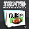 Play Strong Football You Rock Note Cards 12-Pack (4.25"x5.5") Illustrated Sports Powercards Thank You Note Card Set Perfect for Football Players, Coaches, Fans and Fanatics - They'll Love 'Em!