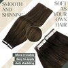 Sunny Hair Tape in Extensions Straight Skin Weft Tape in Hair Extensions Invisible Tape in Hair Extensions Human Hair 20Pcs Hair Extensions Real Human Hair Darkest Brown Balayage Medium Brown 22inch