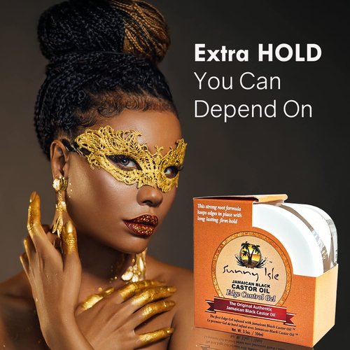Sunny Isle Jamaican Black Castor Oil Edge Control Gel 3.5oz, Adds Moisture & Shine to Hair, Conditioning Extra Hold Control, Smoother & Clear Styling Edge and Frizz Tamer