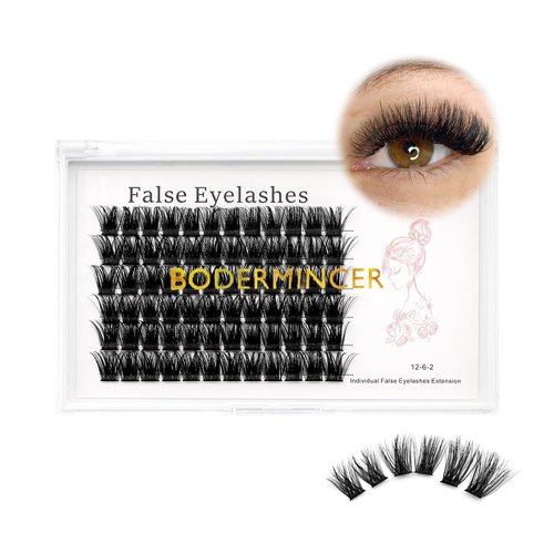 Bodermincer 72pcs Wide Cluster 3D Effect Glue Bonded Mink Super Cluster Eyelash Home Eyelash Extension Eyelashes D Curl Individual Lashes Makeup (12mm)
