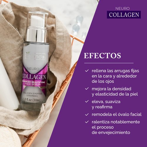 Bielenda Neuro Collagen 3 Peptide Ceramides. Advanced Beautifying Face Serum: Day/Night 1fl oz.