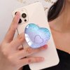 Ksadiye Expandiing Moblile Phone Grip Heart Glass Holder for Smartphones, Cell Phone Collapsible Stand（ Purple Blue Heart