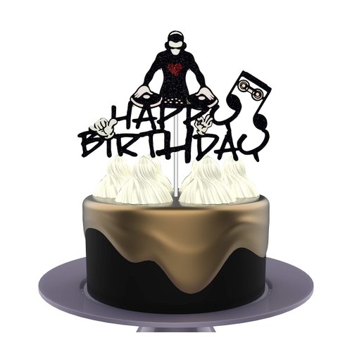 HAKPUOTR DJ Happy Birthday Cake Topper, Hip Hop Cake Topper, Disco Theme Party Supplies, Rock DJ Themed Birthday Party Supplies