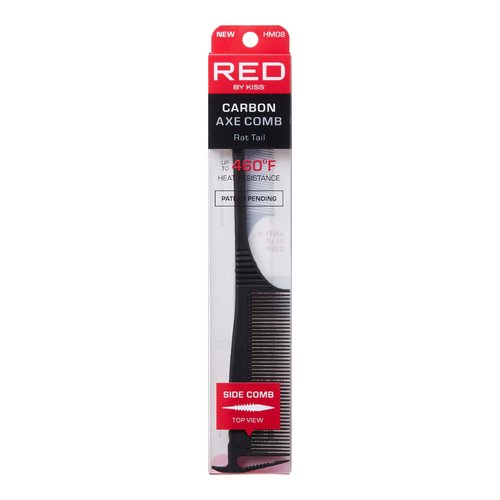 RED by Kiss Carbon Axe Comb Parting Comb Anti Frizz Heat Resistant Hair Comb (Rat Tail)