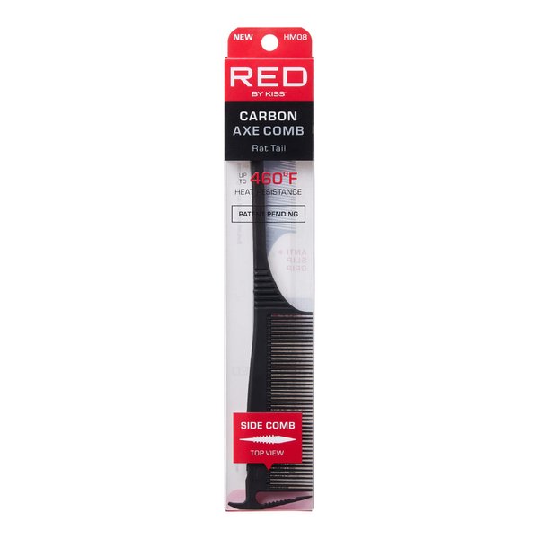 RED by Kiss Carbon Axe Comb Parting Comb Anti Frizz Heat Resistant Hair Comb (Rat Tail)