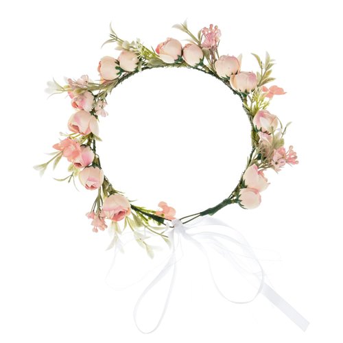 Love Sweety Bridal Rose Flower Crown Wreath Floral Headband for Wedding (A-Pink)