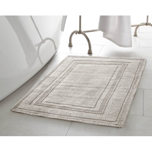 Jean Pierre - Stonewash Racetrack Bath Rug, Cotton, Premium Bathroom Decor, Machine Washable, Highly Absorbent, Measures 21" x 34", Taupe Gray
