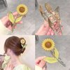 Metal Alloy Hair Clips with Butterfly and Sunflower Designs - 2 Pcs Cute Hair Pins for Women and Girls, Strong Hold, Nonslip Big Jaw Clips in Blue, Pink, Yellow Colors