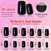 AddFavor 240pcs Black Press on Nails Medium Square Fake Nails, Glossy Acrylic Press on Nails Gel False Nails with Adhesive Stick for women