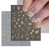 8 Sheets Gold Nail Art Stickers Decals Nail Supplies 3D Self-Adhesive Nail Decals Metallic Stars Moon Butterfly Heart Gold Design Stickers for Women Manicure Tips Acrylic Nails DIY Nails Art Supplies