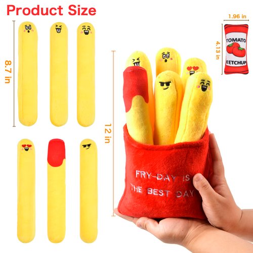 French Fries Food Plush, Cute Funny Stuffed Plushie Pillow, Soft Fluffy French Fry Cushion, Kawaii Food Shaped Design, Filled Fries Plush Toys Pet Supplies, Unique Birthday Gift for Kids Girls Boys