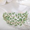 JWICOS Wedding Tiara Headband for Women Crystal Handmade Queen Leaf Bridal Headband Headpieces Wedding Hair Accessories for Prom Halloween Cosplay Party Pageant (Green Gold)