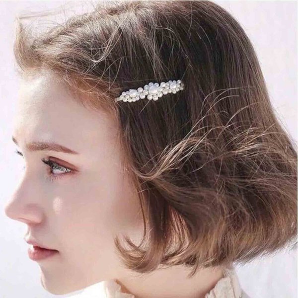 Yheakne Pearl Wedding Hair Pin Clips Gold Pearl Hair Barrette Bridal Headpieces Decorative Hair Pins Headwear Pearl Hair Clip Bride Hair Accessories for Women and Girls Gifts (Pearl A)