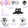 Pink Purple Halloween Birthday Party Pack Happy Boo Day Banner Cake Topper Halloween Ghost Bat Balloons for Girls' Pink and Purle Halloween Birthday Decorations