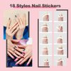 18 Designs French Manicure Nail Art Stickers, Self-Adhesive Nail Tips Guides for DIY Decoration Stencil Tools (18 Sheets)