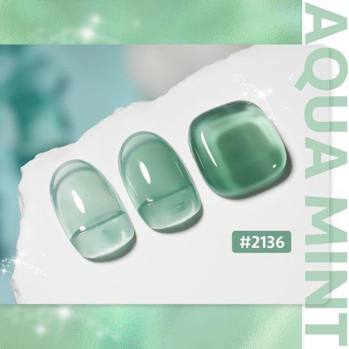 GAOY Jelly Gel Nail Polish, 16ml Sheer Green Translucent Soak Off Gel Polish, UV Light Cure for Nail Art DIY, 2136 Aqua Mint