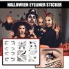 4 Pairs of Halloween Eye Shadow Temporary Tattoo Stickers Eyeliner Decals with Spider Web Skull Bat Temporary Tattoo Stickers Face eye Makeup Stickers for Women Girls