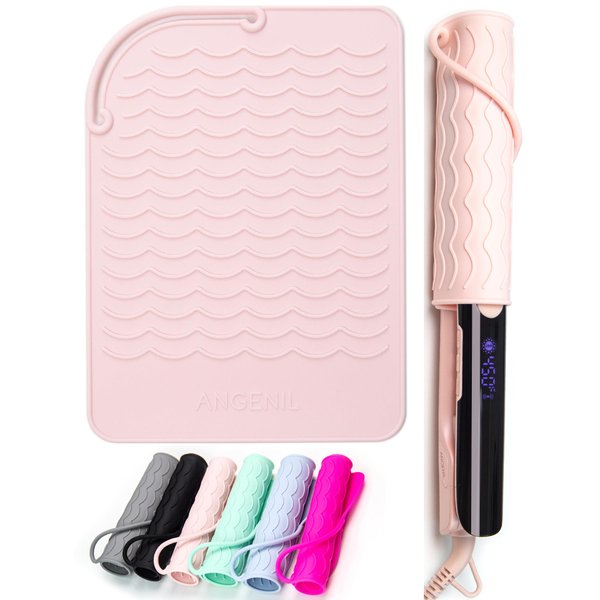 ANGENIL Flat Iron Silicone Mat and Travel Case for Hair Tools - Heat Resistant Mat, Straightener Pad, and Curling Iron Sleeve (9" x 6.5")