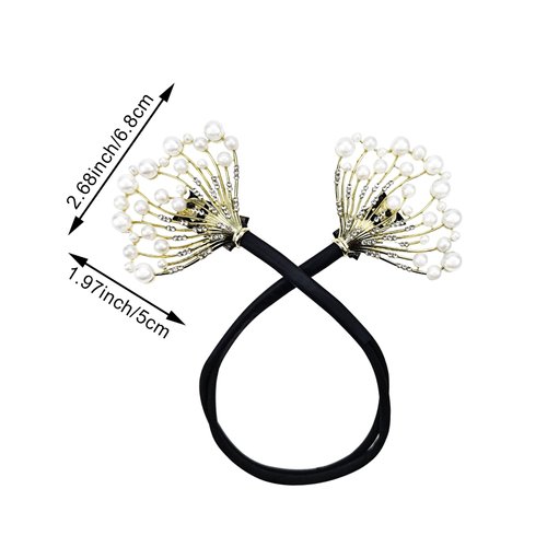 2 PACK Rhinestone Pearl Hair Accessories - Lazy Curler, Crystal Twist Bun Maker, French Hairstyle for Women and Girls