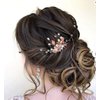 YBSHIN Bride Wedding Pearl Hair Comb Rose Gold Leaf Hair Piece Rhinestone Bridal Hair Accessories for Women and Girls