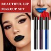 WYBLZPXZ 3Pcs Dark Red Black Purple Blue Matte Liquid Lipstick Sets,Matte Lipstick Lip Stain Long Lasting Waterproof Non-stick Cup Smudge Proof DNM Matte Lip Stick GLoss Makeup Set for Women（G