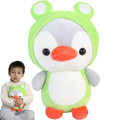 CASAGOOD Duck/Penguin Stuffed Animal in Frog Costume Adorable Plushies Wearing Green Frog Outfit Plush Toys Great for Kids and Lovers,Stuffed Penguin Animals 10 Inch