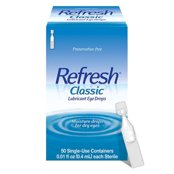 Refresh Classic Lubricant Eye Drops, Preservative-Free,0.01 Fl Oz Single-Use Containers, 50 Count, Pack of 1, Packaging May Vary