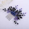 Teyglen Bridal Crystal Hair Comb Black Rhinestone Pearl Wedding Hair Comb Hair Accessories for Bride Wedding Headpiece Boho Crystal Hair Piece for Women Girls (Black 2)