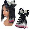 Kids Ponytail Hair Extension Braid Girls Braided Ponytail Hair Extension Clip On Go For Girls Beads,Black Hair Band & Bow Included,Detachable and Reusable (black)