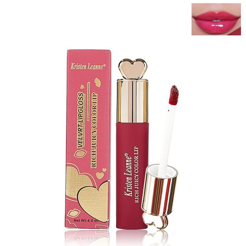 BEUKING Heart Lipstick Love Water Mirror Lip Tint Long-lasting Moisturizing Red Pink Smooth Light Creamy Texture 8 Color Portable Beauty Lip Glaze Makeup Cosmetics High Pigment Liquid Lip Gloss (04#)