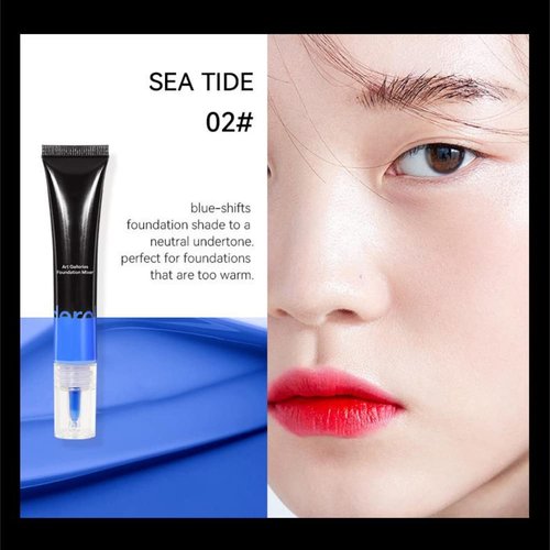 Ofanyia Liquid Foundation, Foundation Mixing Pigment, Corrector Foundation Shade Adjuster, Sweat-Proof Long Lasting Silky-Smooth Liquid Foundation Mixer, Blends Easily With Foundation (02#Sea Tide)