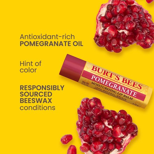 Burt's Bees Lip Balm Easter Basket Stuffers - Pomegranate, Lip Moisturizer With Responsibly Sourced Beeswax, Tint-Free, Natural Conditioning Lip Treatment, 2 Tubes, 0.15 oz.