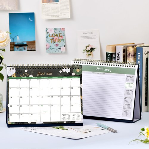 Desk Calendar 2024 - Standing Flip 2024 Desktop Calendar, Mar. 2024 - Dec. 2024, 10" x 8.3", Memo Pages, Stand up Desk Calendar with Strong Twin-Wire Binding & Blank Blocks